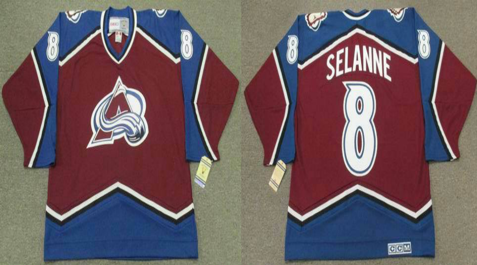 2019 Men Colorado Avalanche 8 Selanne red CCM NHL jerseys